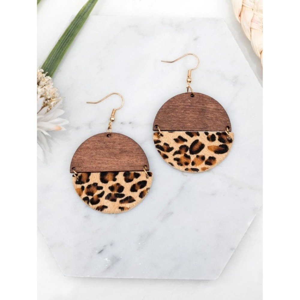 ✨‎ Tan Leopard Cowhide Earrings | Glam Western Statement ✨